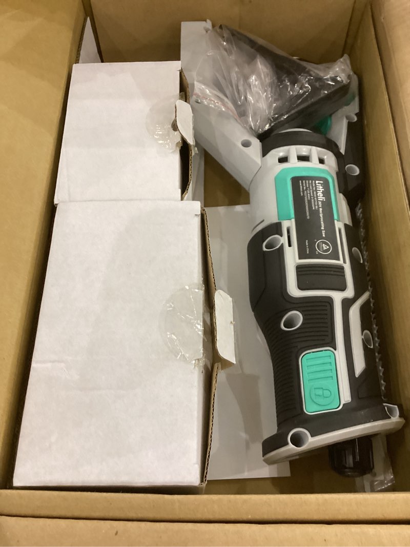 Condition photo showing As Is for Litheli Reciprocating Saw Cordless, Powerful Hand Saw Kit with 20V 4.0 Ah Battery & Fast Charger, 0-3000 SPM with Tool-free Blades Change, Lightweight for Wood & Metal Cutting.
