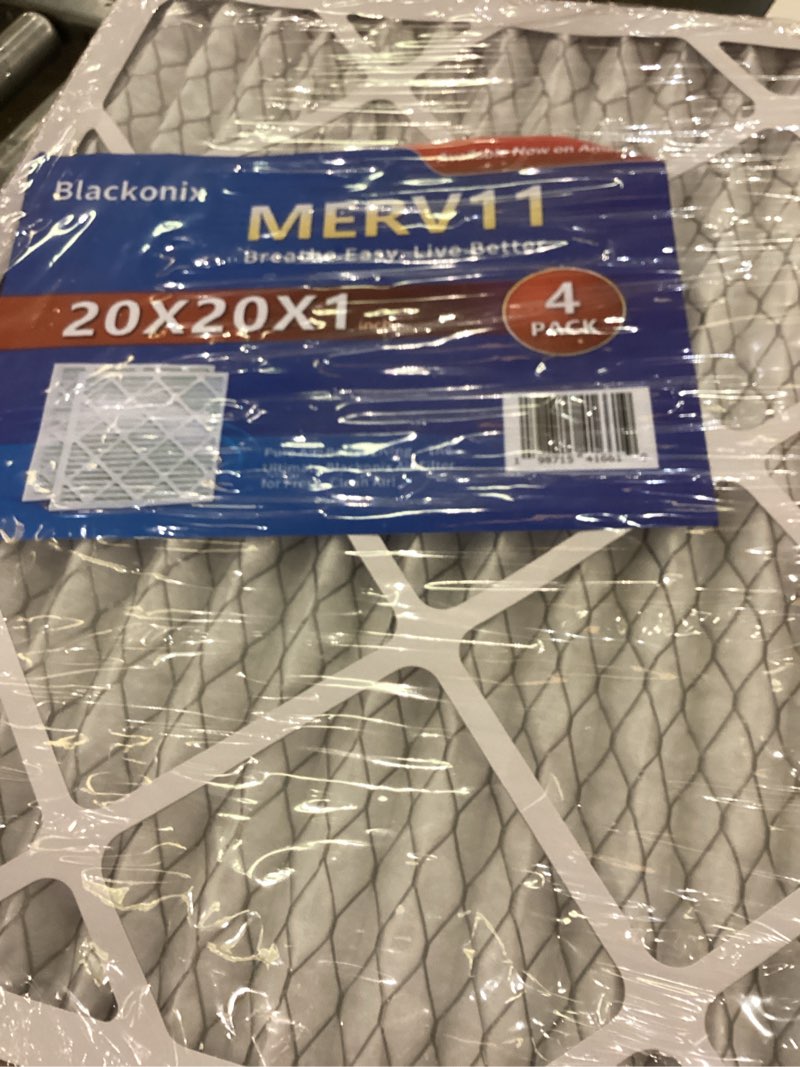 Blackonix 20x20x1 Air Filter 4-Pack – MERV 11 HVAC & Furnace Filters for AC Units – Pleated Electros
