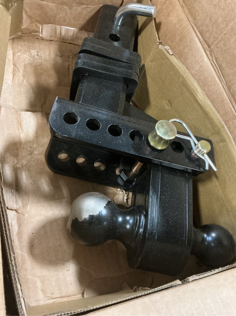 Condition photo showing As Is for 2.5 inch adjustable trailer hitch 2-1/2 receiver drop hitch fits 2.5" receiver 4" rise/drop, 2'' & 2-5/16'' ball 25000 lbs heavy duty for rvs, campers, boat trailer 4 inch