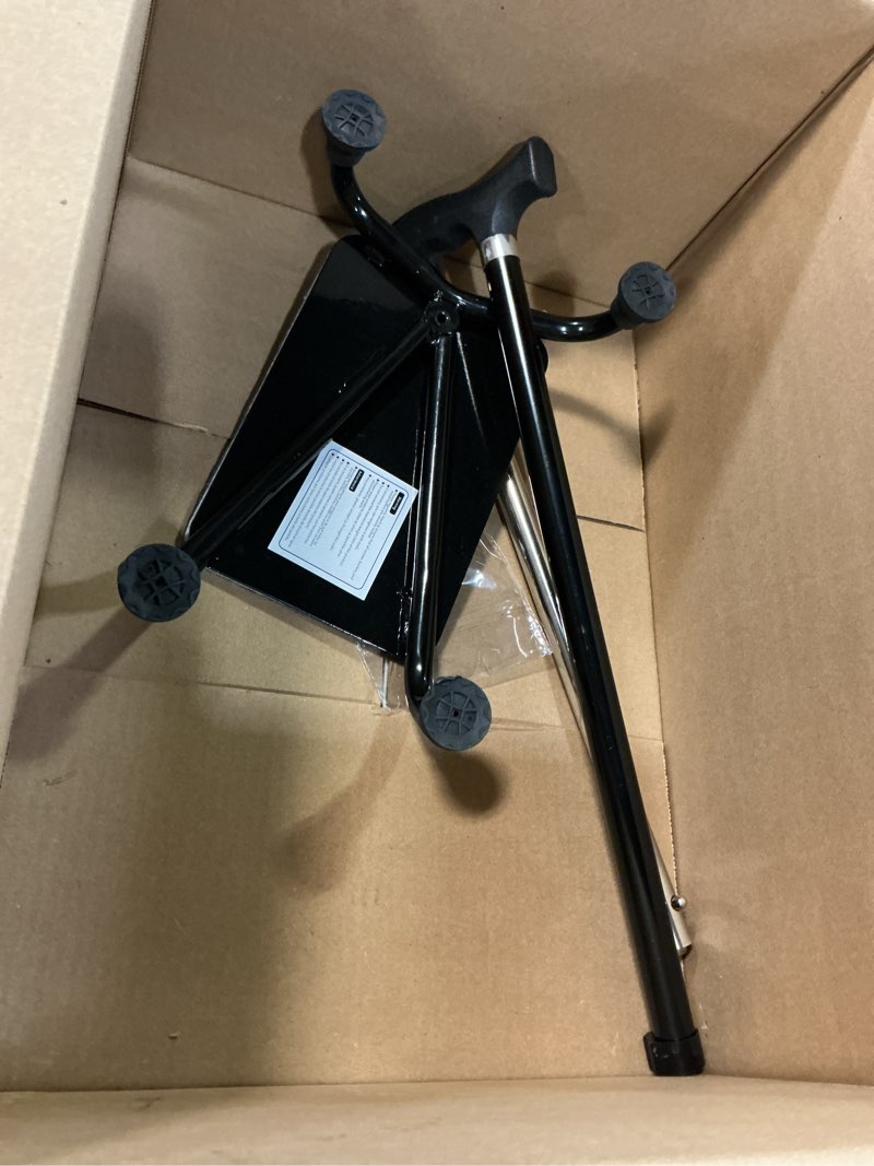 Condition photo showing As Is for Stair Climbing Cane Half Step Stair Walker Aid Devices Stairway Lift for Elderly Seniors Assist Helper Adjustable 4 Pronged Quad Base Balance Stability Walking Sticks