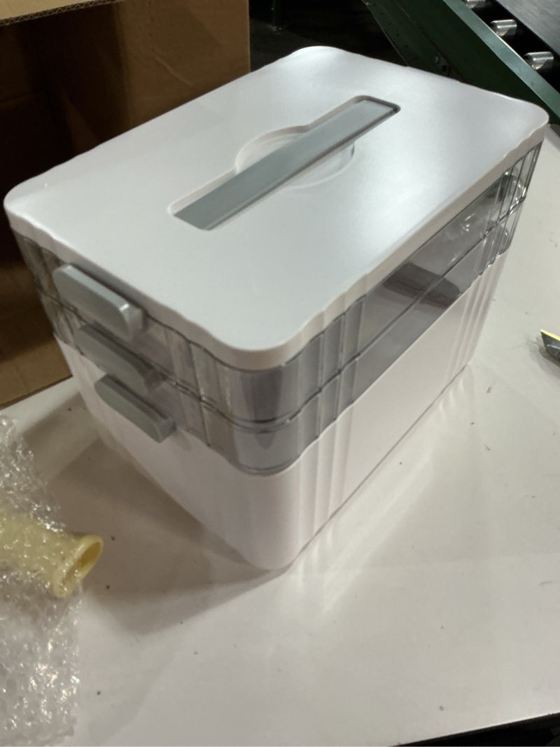 Condition photo showing Good Condition for 3-Tier Medicine Organizer - Portable Medicine Cabinet with Plastic Handle, Multipurpose Medical Box with Pill Box, Empty First Aid Kit for Home