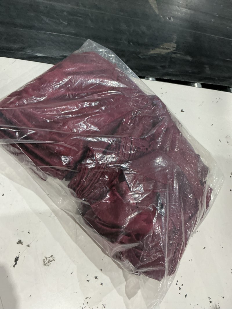 Condition photo showing As Is for lykoow 16 pack burgundy satin table runner 12 x 72 inch satin table runners fit rectange and round t
