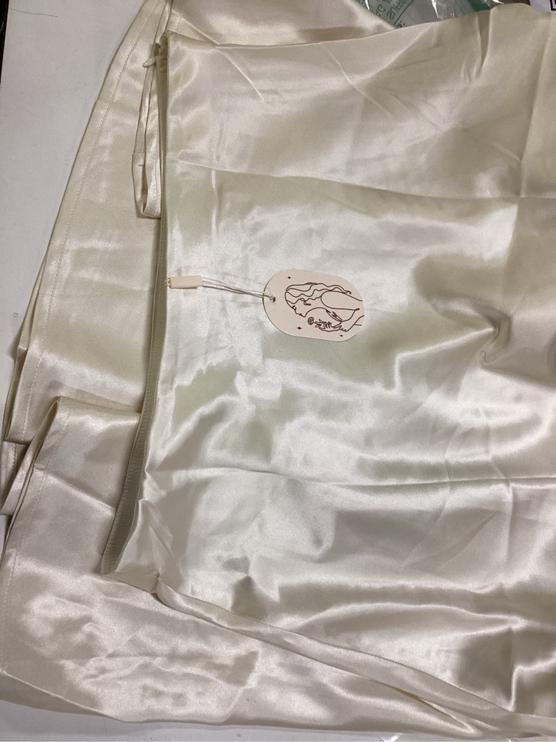 Condition photo showing New/Like New for Zeagoo Skirts for Women High Waist Skirt Elegant Midi Skirt Satin Pastel Peach Medium