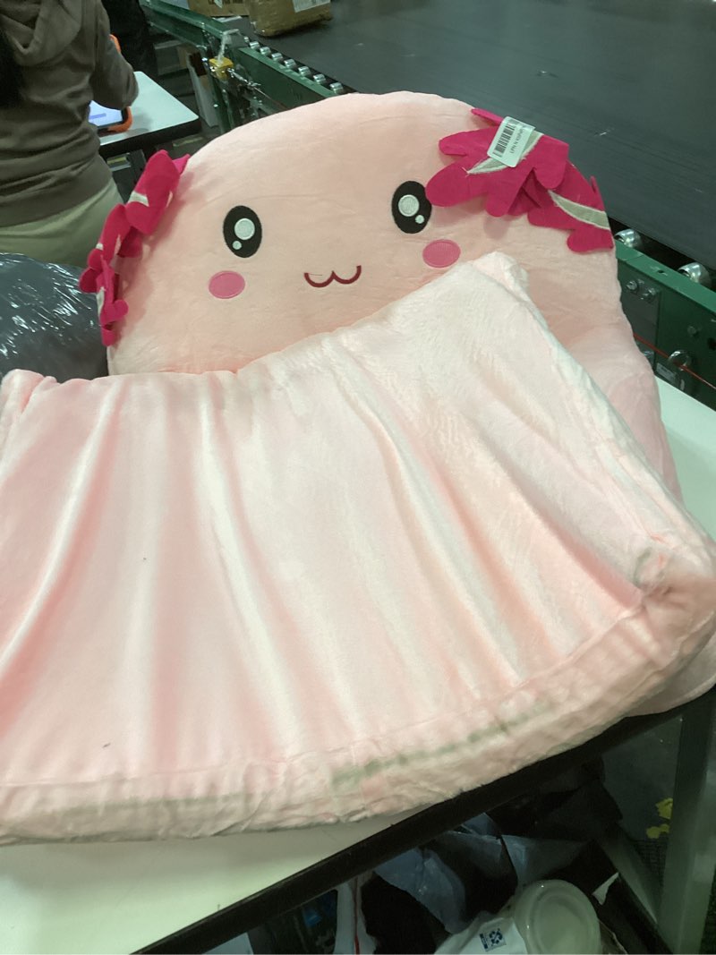 Condition photo showing Good Condition for Toddler Couch Comfy Baby Sofa with Blanket Christmas Unicorn Kids Couch Fold Out Soft Toddler Chair for Boys Girls, Convertible Sofa Baby Chair to Lounger for Reading Playing, Blue Blue Unicorn