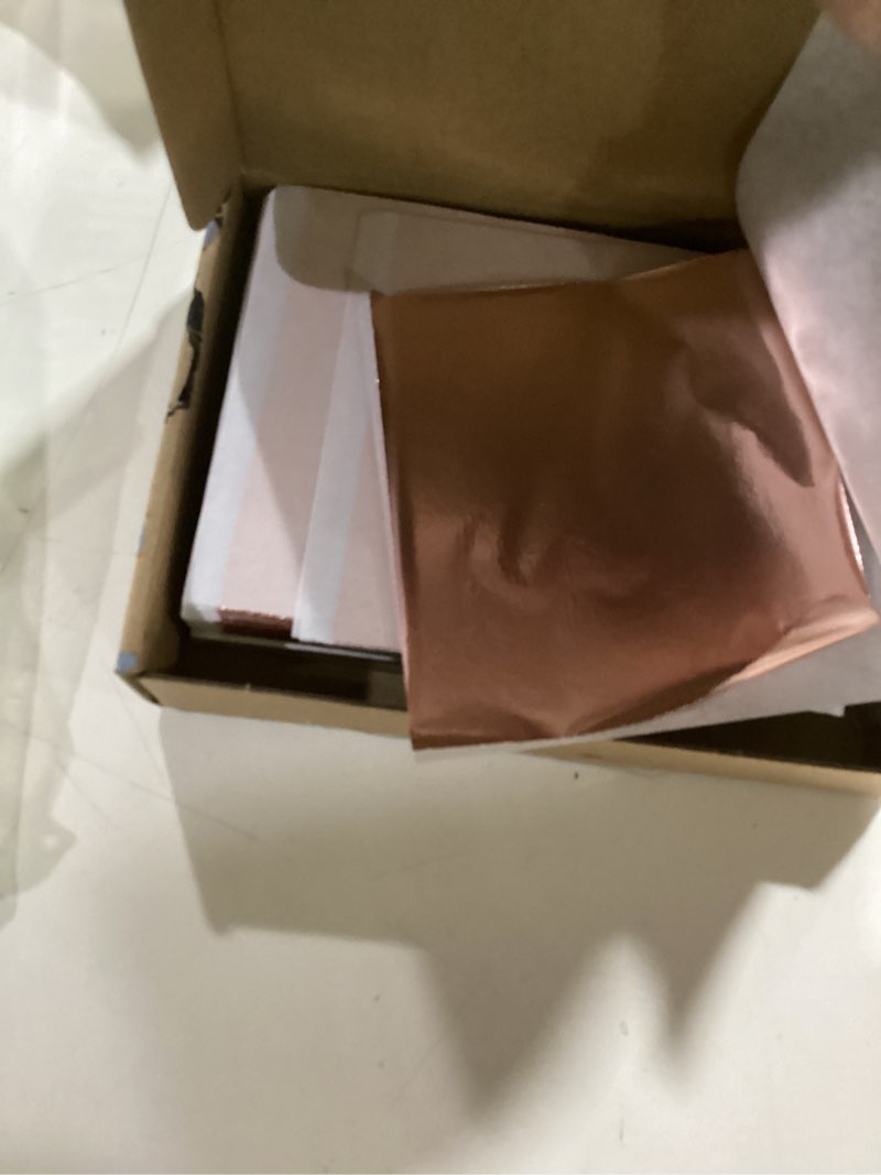 Condition photo showing As Is for muwfeuin imitation gold leaf sheets, used for crafting, painting, and artistic projects 12 colorful colors 3.15 in * 3.35 in 120 tablets?rose gold?