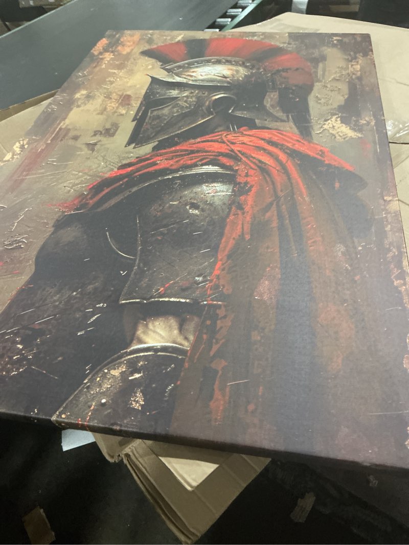Condition photo showing Good Condition for warrior wall decor medieval wall art ancient greek spartan armor pictures for living room bathroom bedroom office game room canvas prints retro europe painting framed (28''w x 44''h) 28"l x 44"w samurai 1p -11