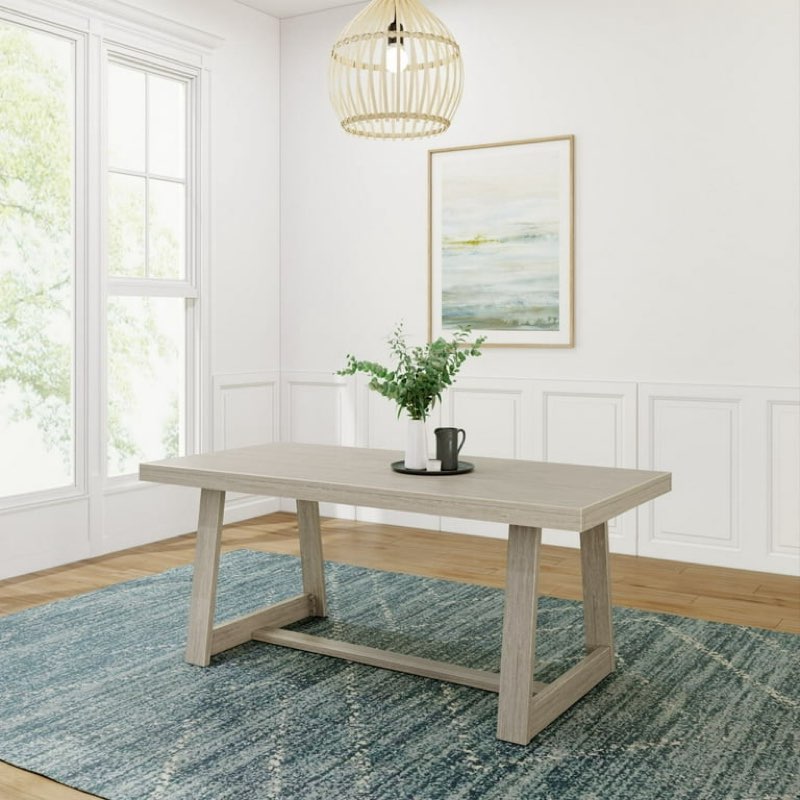 Solid Wood Rectangular Kitchen Table for 6 People