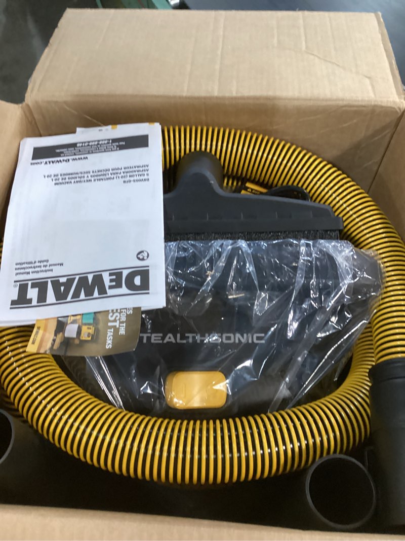 Condition photo showing Good Condition for DEWALT 5 Gallon 4 HP STEALTHSONIC Shop Vacuum Wet and Dry DXV05S-QTB Ultra Quiet Stainless Steel Wet/Dry Vacuum Cleaner with Powerful Suction for Garage, Jobsite, and Workshop