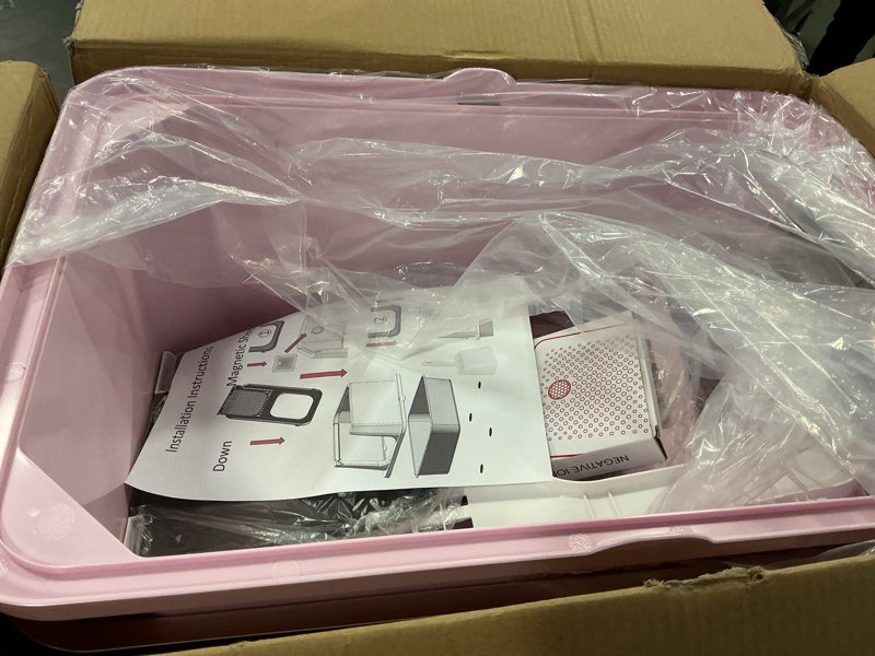 Condition photo showing New/Like New for RIZZARI Cat Litter Box Large: Pink Stainless Steel Leakproof Open Top Tray for Odor Control Bathroom Balcony Use - Multi-Cat Household Solution