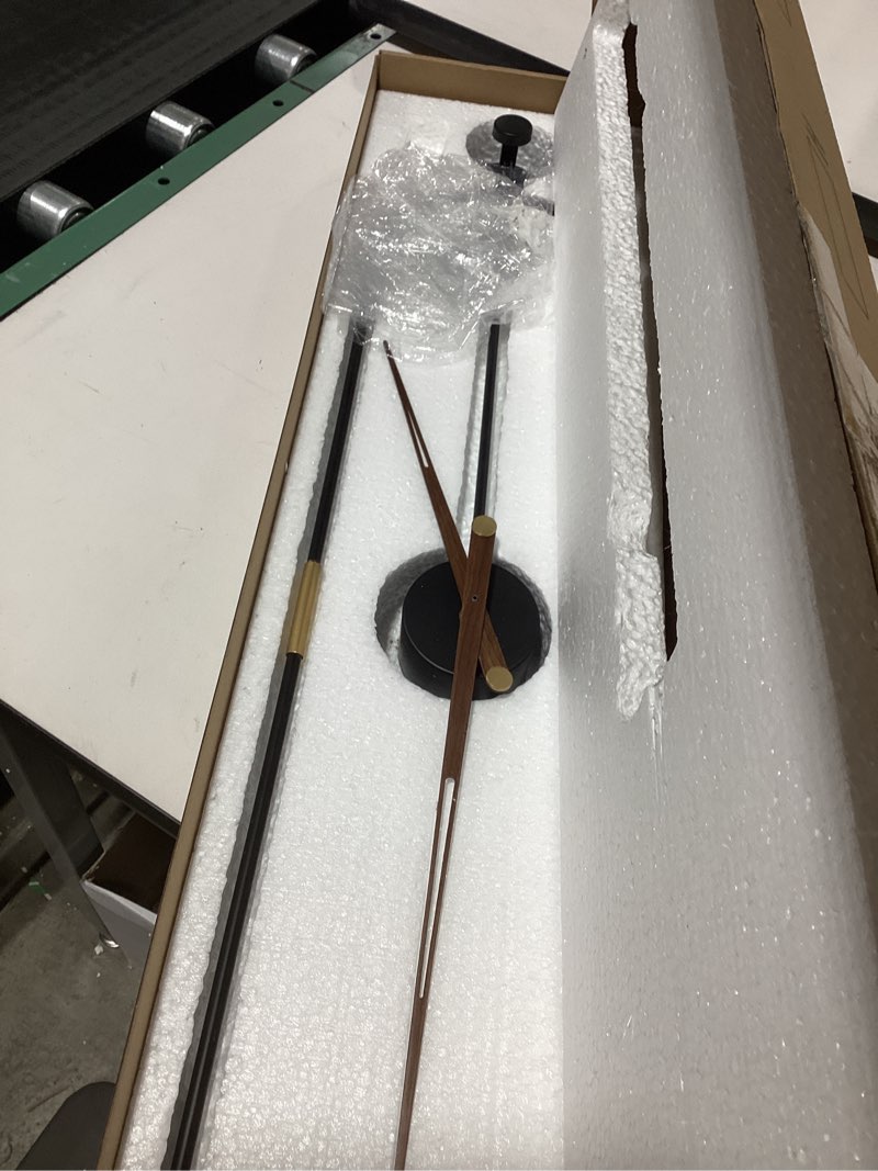 Condition photo showing As Is for Modern Oval Wall Clock Large Wall Clock with Walnut Pointers for Living Room Home Decor Bedroom Kitchen Office (Oval Black, Large) Oval Black Large