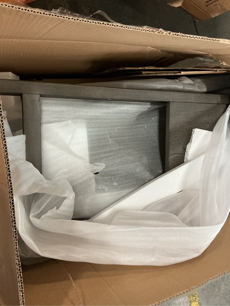 Condition photo showing As Is for Liberty Furniture Industries Modern Farmhouse Leaning Bookcase, Dusty Charcoal, w24 x d17 x h72