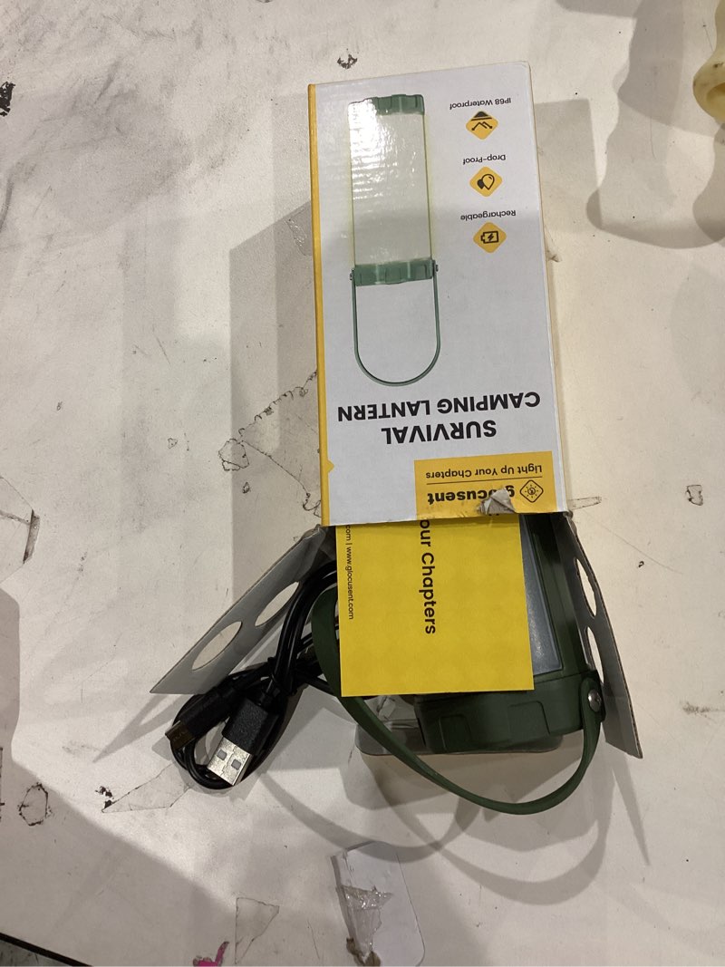 Condition photo showing Good Condition for Glocusent 106 LED Camping Lights, Up to 80Hrs, 5000mAh Camping Lantern Rechargeable with 5 Brightness 3 Modes & SOS, IP68 Waterproof, Max 1200LM, Lanterns for Power Outages Hiking Emergency Hurricane Green