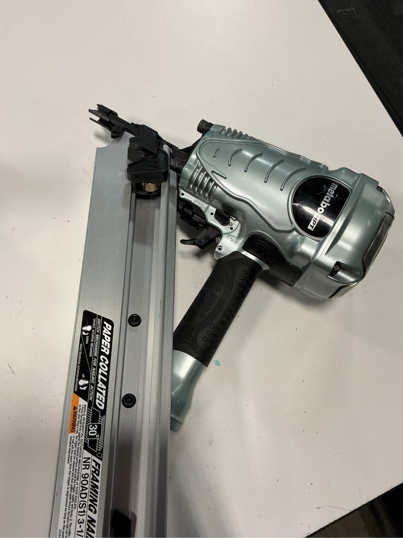 Condition photo showing As Is for metabo hpt 3-1/2-in 21 -degree pneumatic roundhead framing nailer