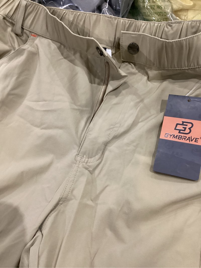 Condition photo showing As Is for gymbrave women's hiking cargo pants quick dry outdoor camping capris water resistant upf 50 with zipper pockets large light khaki