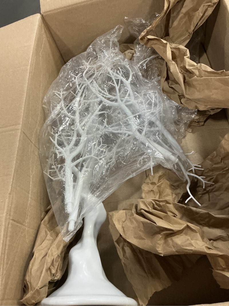 Condition photo showing Good Condition for sziqiqi white artificial tree centerpiece for weddings, parties, christmas - 1 trunk + 10 branches, easy assembly 2ft 6in white