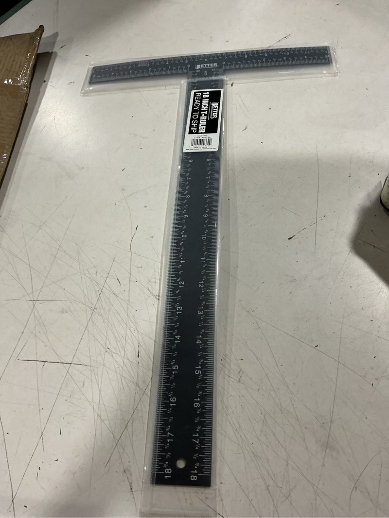 Condition photo showing Good Condition for better office products t square, t ruler, 18 inch metal t ruler carbon steel ruler, double sided standard & metric laser printed, drafting ruler, architect ruler, set square companion ruler, black