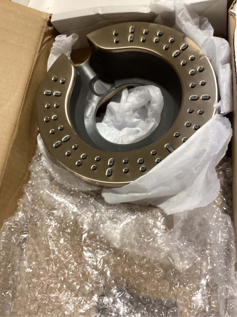 Condition photo showing As Is for delta 6-setting in2ition 2-in-1 dual shower head with handheld high pressure proclean spray, brushed gold detachable shower head with hose, 1.75 gpm flow rate, champagne bronze 75655cz champagne bronze 6-spray