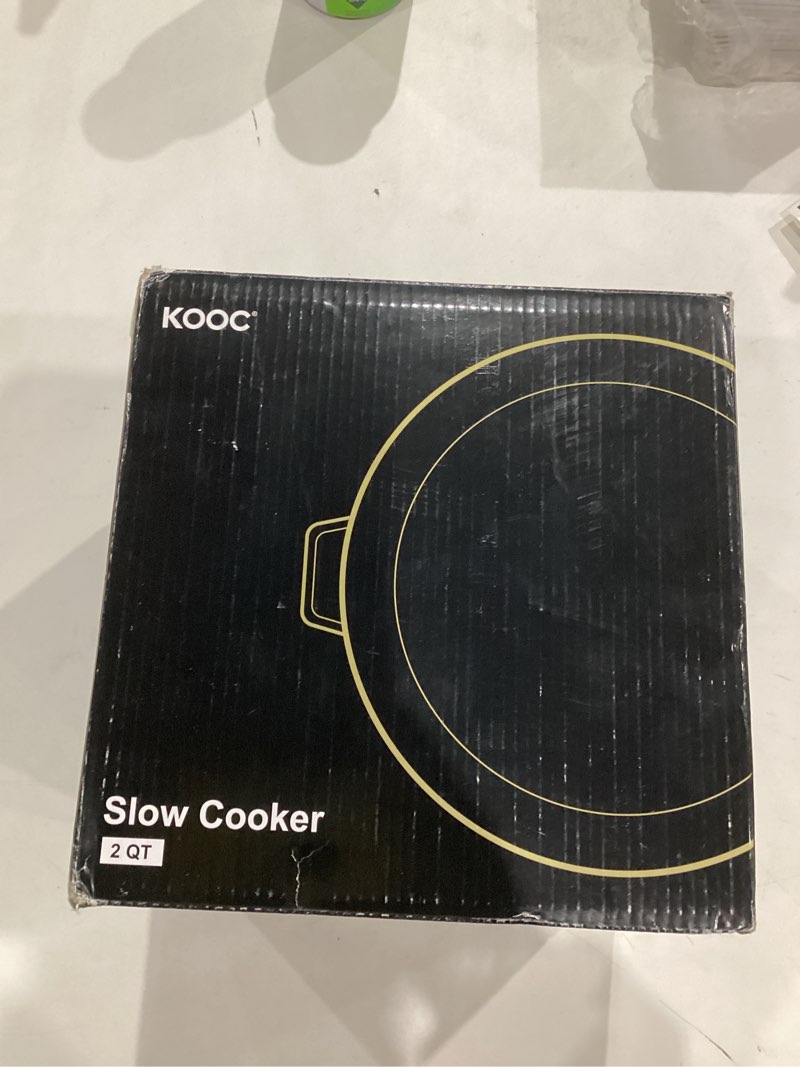 Condition photo showing Good Condition for KOOC Small Slow Cooker, 2 Quart, Free Liners Included for Easy Clean-up, Upgraded Ceramic Crock, Adjustable Temp, Nutrient Loss Reduction, Stainless Steel, Silver, Round 2 Quarts Silver