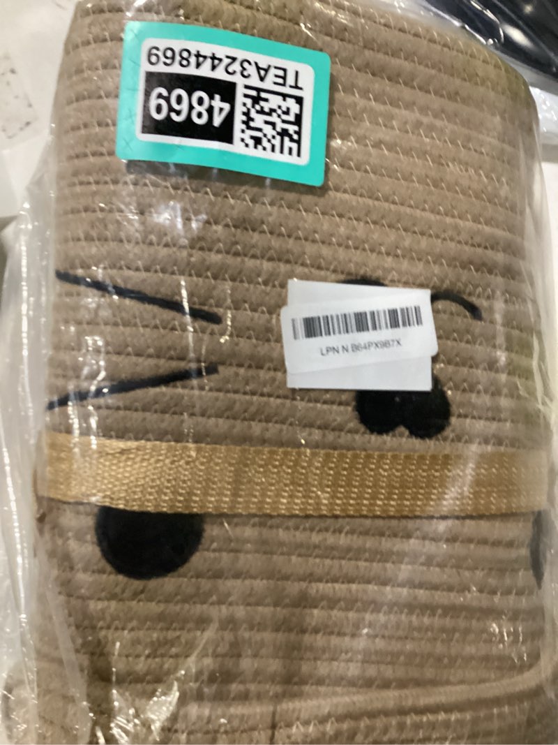 Condition photo showing Good Condition for vk vk·living animal baskets large woven cotton rope storage with cute cat design laundry organizer for towels, blanket, toys, clothes, gifts – cat toy box pet or baby gift baskets 15\"lx14h\" jute jute cat