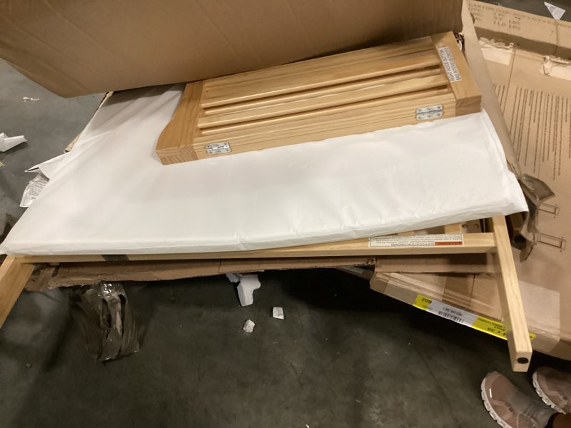 Condition photo showing As Is for portable mini baby crib 4 in 1 convertible with memory foam mattress(38" by24) included,cunas para bebes 2026 small crib with foldable storage baby playpen bedside sleeper beds(natural wood) natural wooden 42"l x 26"w x 37"h set