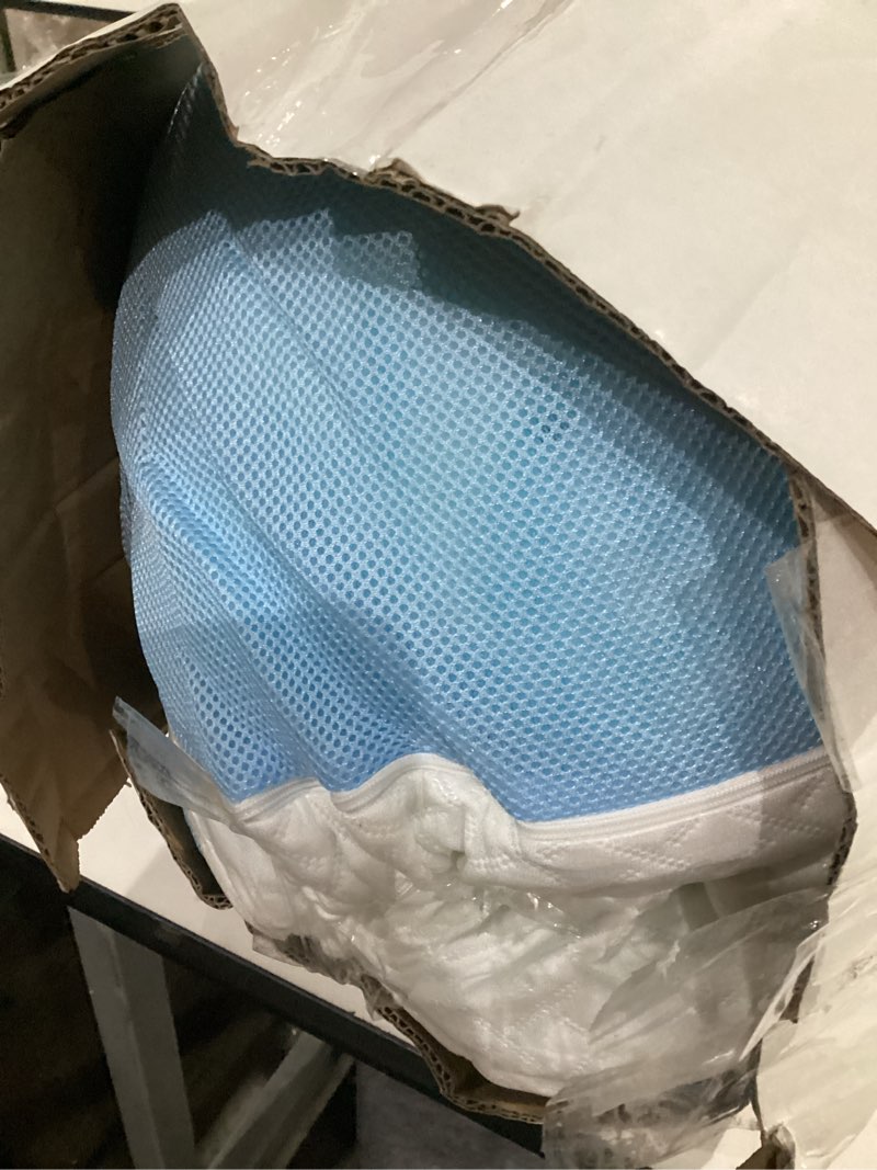 Condition photo showing As Is for sinweek 3 inch full size cooling memory foam mattress topper for pressure relief, bed mattress pad with cooling soft cover and corner straps, certipur-us certified full .