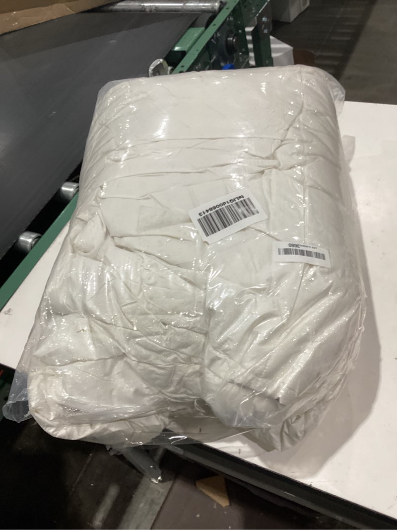 Condition photo showing As Is for bpc goose feather down fiber comforter oversized queen - 100% organic cotton cover, 750 fp cloudy-fluffy duvet insert for all-season, white, 98x98 inches
