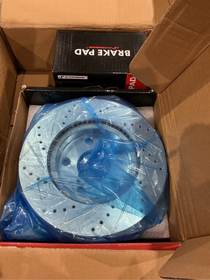 Condition photo showing Good Condition for a-premium front drilled and slotted disc brake rotors + ceramic pads kit compatible with toyota, lexus and scion models - rav4 2006-2018, prius v, hs250h, xb, 6-pc set