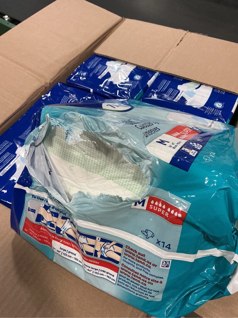 Condition photo showing Good Condition for tena proskin unisex super briefs, adult incontinence diapers with tabs, bladder leaks control, super absorbency, medium, 56 count medium 56