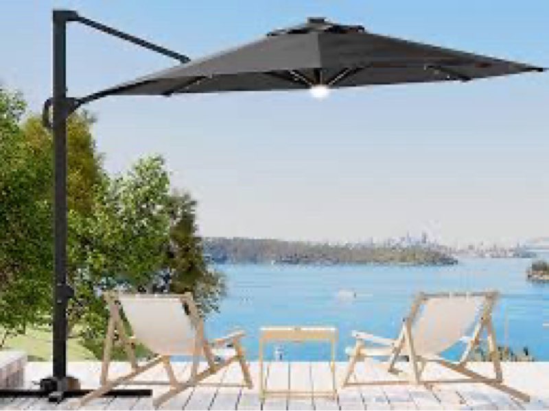 GarveeLife 10FT Patio Umbrella Outdoor Large Cantilever Umbrella Market Sun Shade Windproof Offset U