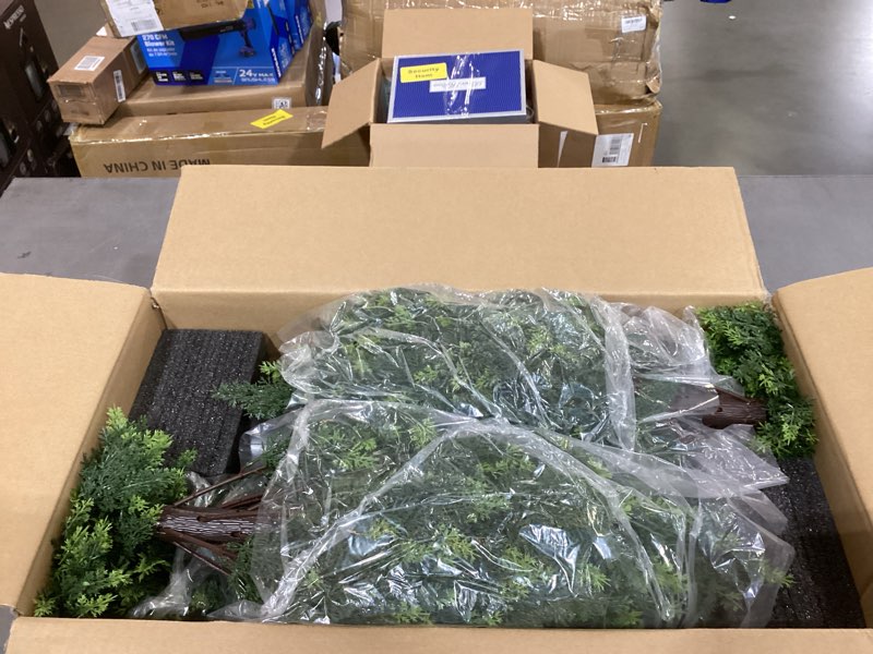 Condition photo showing New/Like New for artificial topiary tree 2-set - beautiful realistic faux cedar pines, 3 feet tall, uv protection for longer life, durable 6" wide heavy duty pots for outdoor & indoor decor (2, 37 inch) 2 37 inch