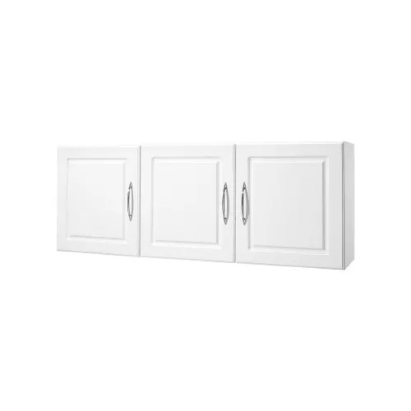vevor laundry room wall cabinet, 2-tier wall mounted hanging cabinet with 3 doors, cupboard organizer with adjustable shelf, for kitchen, garage, laundry, 12.44 x 54 x 20.31 in (d x w x h), white