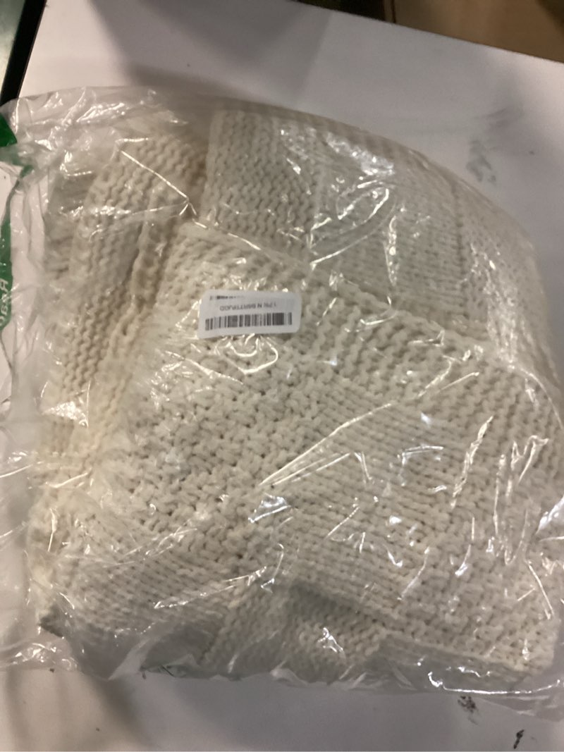 Condition photo showing Good Condition for amélie home checkered chenille knit throw blanket for couch, classic texture decorative soft blanket for sofa, chair & bedroom, 60"x80", ivory checkered ivory 60" x 80"