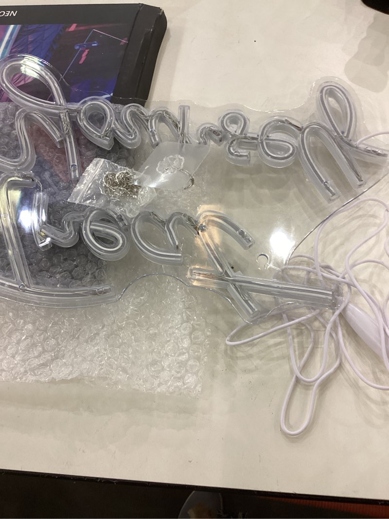 Condition photo showing Good Condition for Treat Yourself Neon Signs White Led Sign for Bedroom Wall Letter Neon Lights Wedding Signs Neon Room Decor for Birthday Gift Party Home Decor Bar