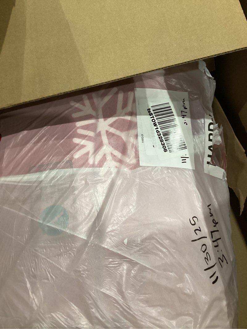 Condition photo showing As Is for Tititada Christmas Bed in a Bag 6 Pcs Twin Size, White Snowflake on Red Holiday Bedding Comforter Set Warm for Winter(1 Comforter, 1 Flat Sheet, 1 Fitted Sheet, 2 Pillow Shams, 1 Pillowcase) Red-snowflake Twin-6Pcs