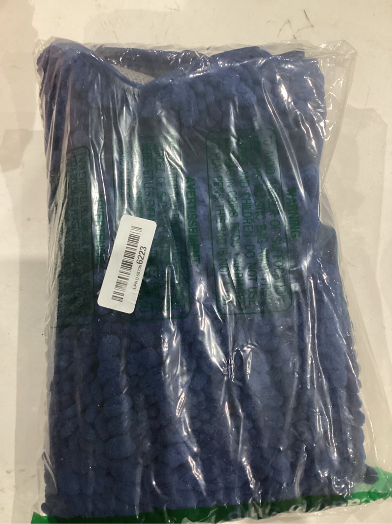 Condition photo showing Good Condition for arotive luxury bathroom rugs 30x17, extra soft thick absorbent shaggy chenille bath rugs, non-slip machine wash dry, bath mats for bathroom floor, tub and shower, home decor accessories, navy navy rectangular 30" x 17"