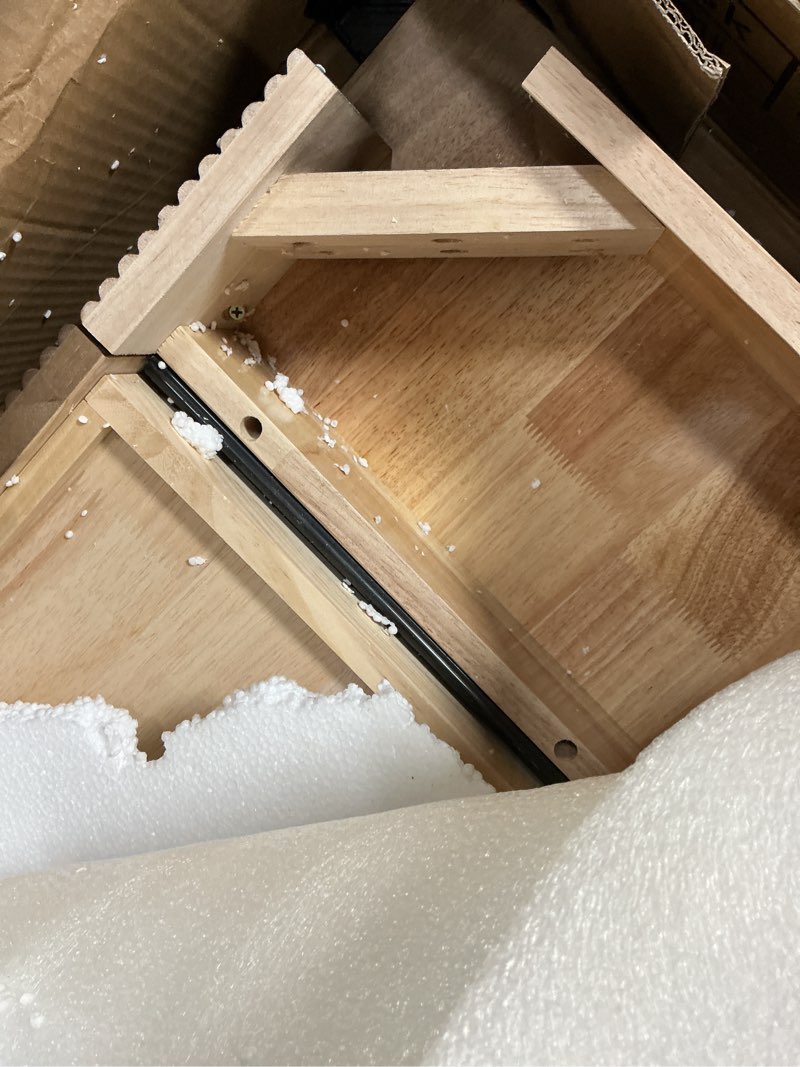 Condition photo showing Good Condition for 47.2\" Solid Wood Desk with 2 Drawers, Mid Century Modern Home Writing Office Wooden Desk Vintage Computer Table with Storage for Living Room, Bedroom, Fluted Design Brown (Walnut, 47.2 Inch)