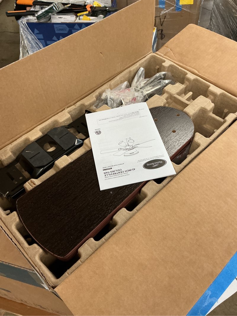 Condition photo showing Good Condition for harbor breeze centreville 42-in brushed nickel indoor flush mount ceiling fan with light kit