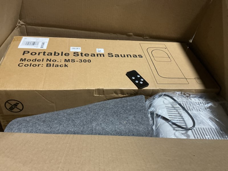 Condition photo showing As Is for Portable Sauna for Home, Personal SPA Steam Sauna with 10 Min Fast Heating & 9 Levels Heat, Warm Sauna Tent with 3L/1200W Steamer, Folding Chair, Remote Control for Body Relaxation,32" x 32" x 71"