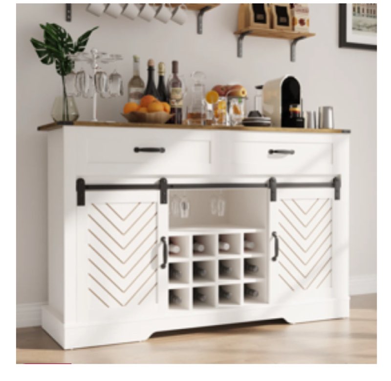Gabbey 52" Coffee Wine Bar Cabinet with Sliding Barn Door