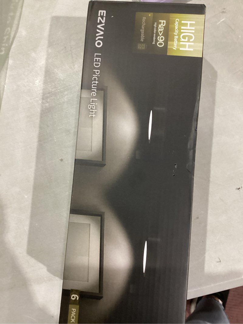 Condition photo showing Good Condition for EZVALO Picture Lights for Wall, 2000mAh Rechargeable Battery Magnetic Poster Lights with 3 Color Temps & 12 RGB, Remote Dimmable Timer Painting Light, Wall Decor Light for Art Display, Frame (6 Pack) Black 6Pack