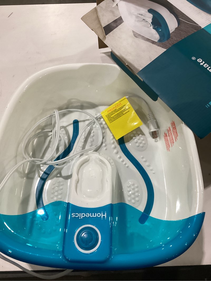 Condition photo showing New/Like New for Homedics Bubble Mate Heated Foot Spa Bubble Foot Massager with Raised Massage nodes and Removable Pumice Stone