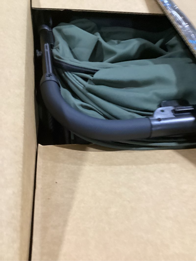 Condition photo showing Good Condition for mompush nexis carbon fiber lightweight travel stroller, carry-on, forest | lightweight travel stroller for airplane, compact auto-fold, one-hand recline, xl basket, cup holder, rain cover included forest stroller