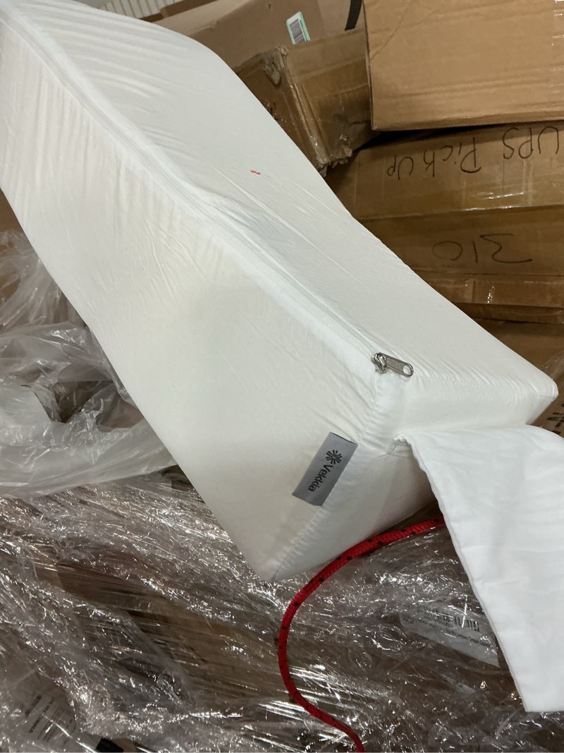 Condition photo showing Good Condition for vekkia king bed wedge pillow for headboard gap/bed gap filler/mattress wedge to fill 0-6" gap between headboard and mattress (white 76"x10"x6") white king(10 in x 6 in x 76 in--big)