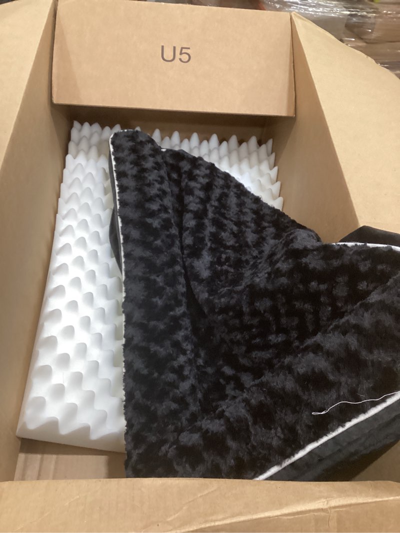Condition photo showing As Is for bfpethome orthopedic dog beds for large dogs-waterproof sofa dog bed with removable washable cover, big pet bed with waterproof lining and nonskid bottom,pet bed for large dogs 36.0"l x 27.0"w x 6.5"th black