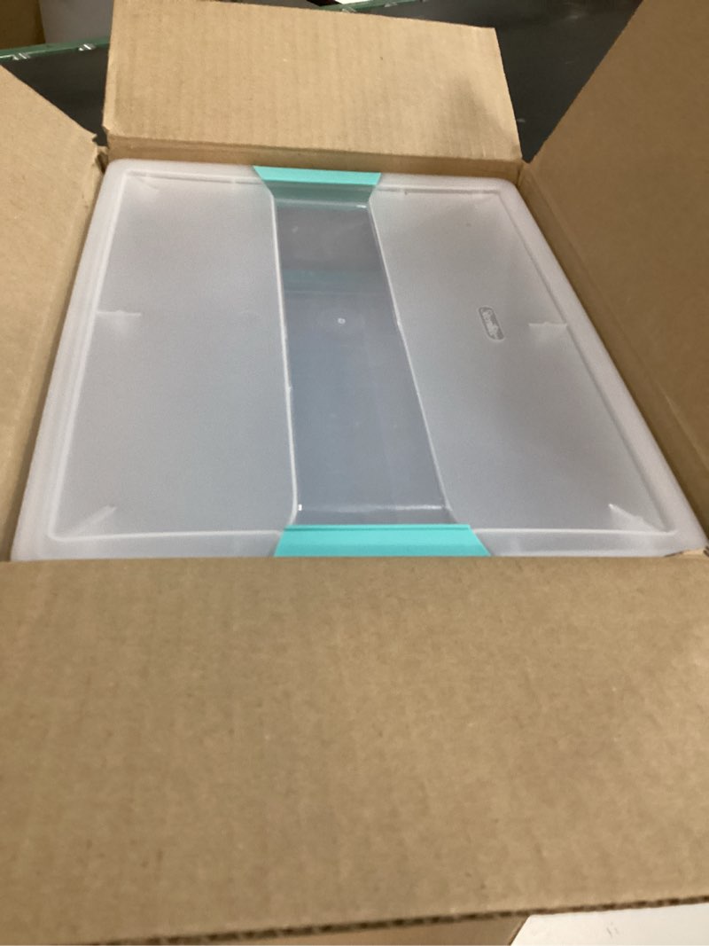 Condition photo showing Good Condition for sterilite 6-pack clip box, stackable clear plastic bins with latching lids, large - writing, arts or crafts supplies storage containers for home, office, classroom and workshop organization large 6 pack