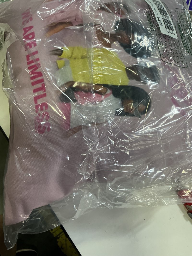 Condition photo showing New/Like New for barbie - we are limitless bold empowerment design throw pillow 16x16