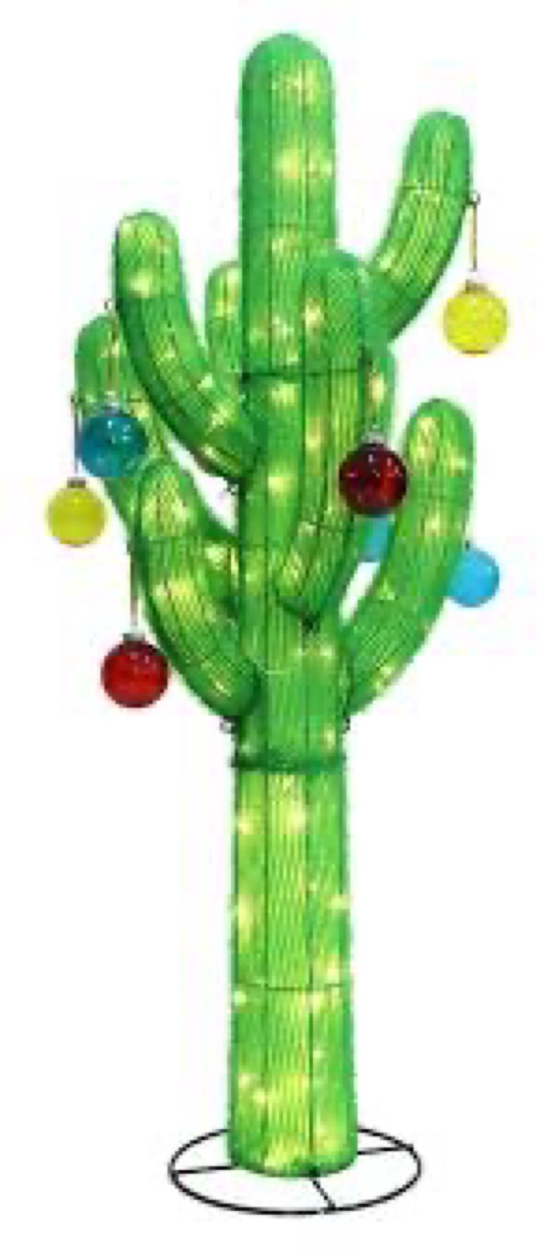 Holiday Living Led Cactus With Ornaments Yard Decoration, 4.5 ft, Assorted 19inx19inx54in 48.26cmx48.26cmx137.16cm