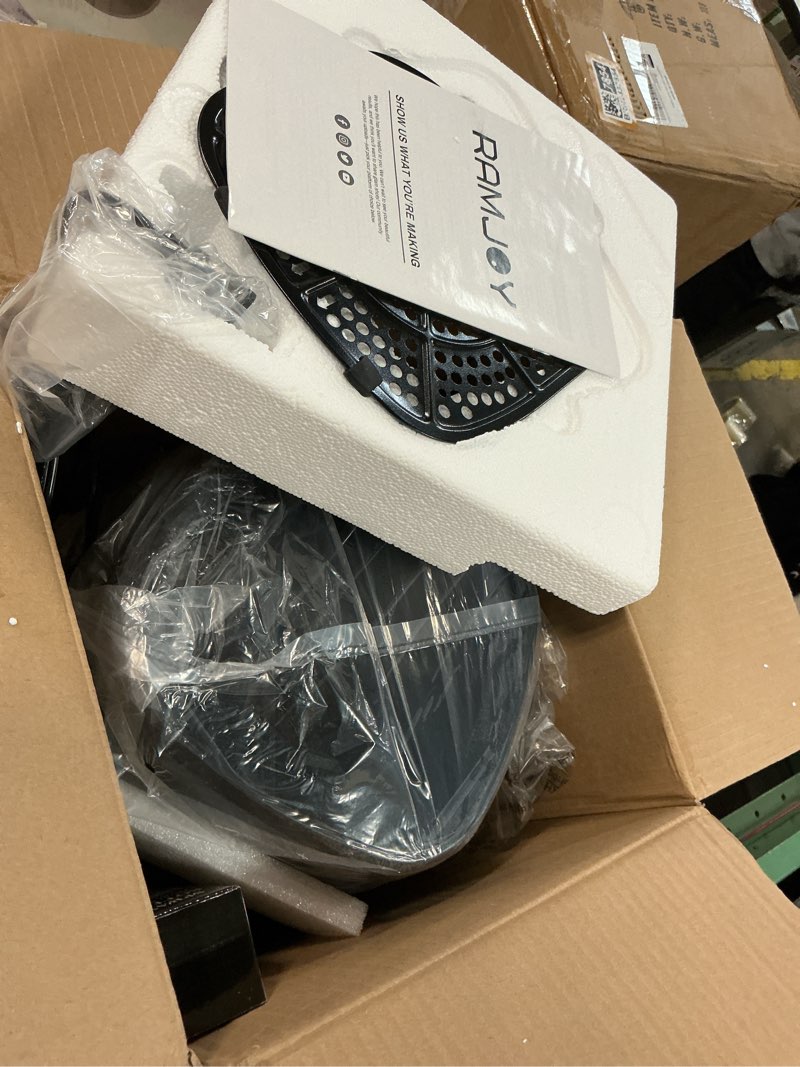 Condition photo showing As Is for Air Fryer 3.8 Quarts for 1-2 people, 8-in-1 Functions, Air Fry, Roast, Bake, Broil, Preheat, Shake, Digital Small Air Fryer, Nonstick Dishwasher-Safe Basket, Compact Air Fryers, Black 3.8 QT