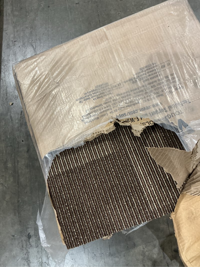 Condition photo showing Good Condition for vevor carpet tiles reusable, 24 pcs, 24"x 24", squares soft padded carpet, carpet floor tiles easy diy for bedroom living room indoor outdoor (mixed brown, 96 sqft/box) mixed brown 24 in x 24 in