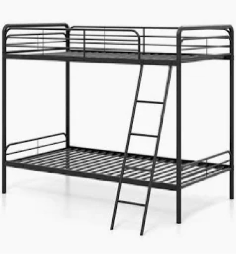 bellemave metal twin xl over twin xl bunk bed with high guardrail & under-bed storage space, heavy d